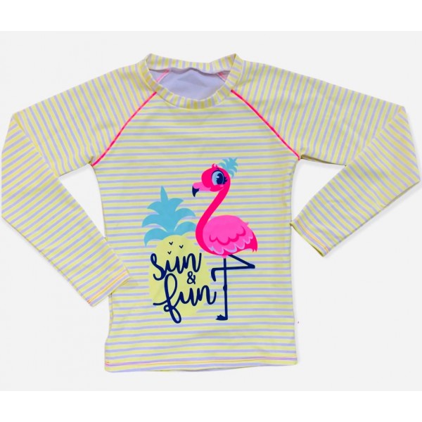 Camiseta Praia Flamingo com Protetor Solar Puket 